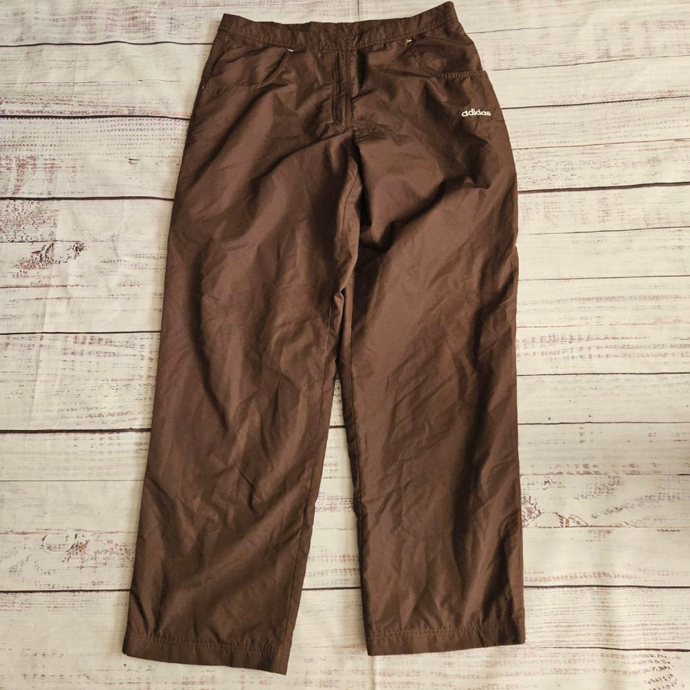 Vintage Y2K Adidas Brown Windbreaker Swishy Track Pants Womens Medium
